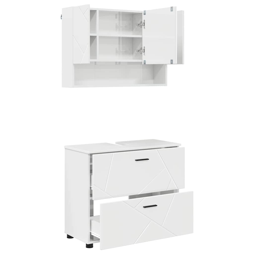 Bathroom Furniture Set 2 pcs High gloss white 76.5 x 35 x 64 cm